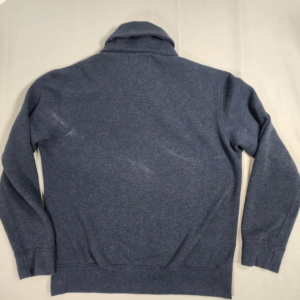 Polo Ralph Lauren Mens Blue Shawl Collar Fleece Pullover Elbow Patches Large